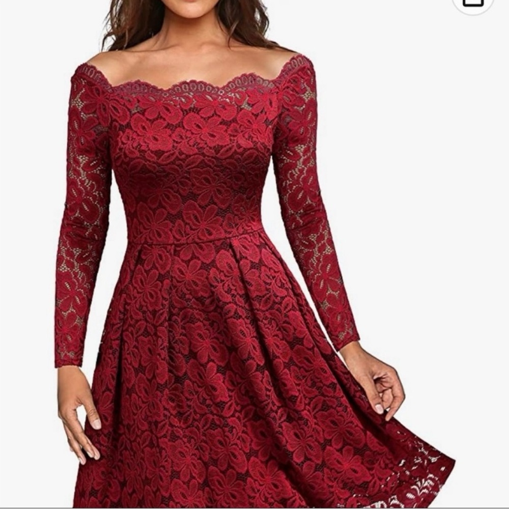 Miusol red Lace Long Sleeve Dress size extra small ism
